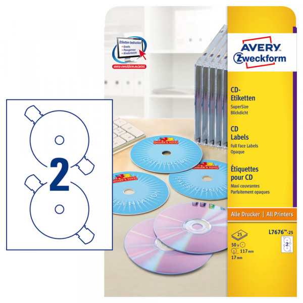 CD-Etiketten Zweckform L7676-25 mit Verpackung