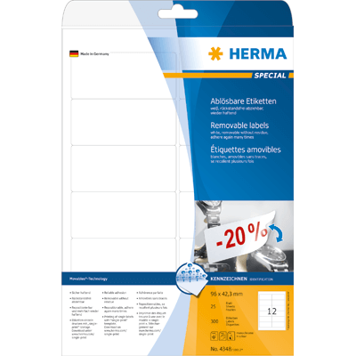 Etiketten Herma 4348 Movable, 96x42,3mm