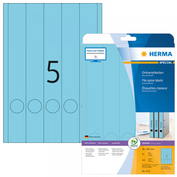 Rückenschilder Herma 5133, 297x38mm, 100 Stück mit Verpackung