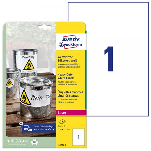 Folienetiketten Zweckform L4775-8 Verpackung + Inhalt