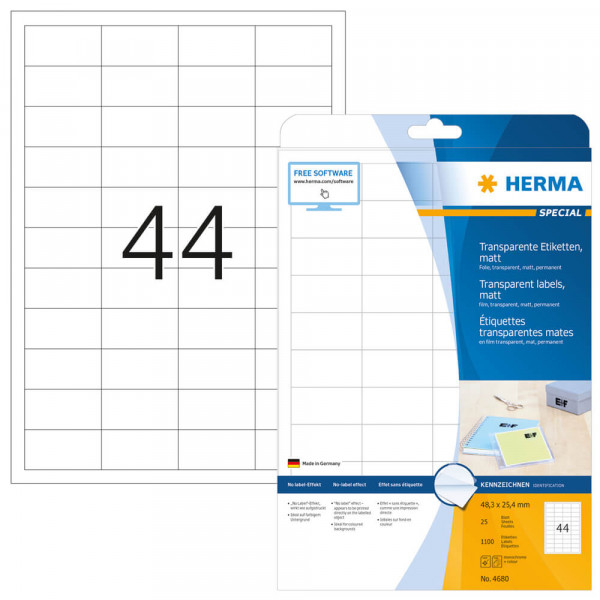 Etiketten Herma 4680, Folie, 48,3x25,4mm mit Verpackung
