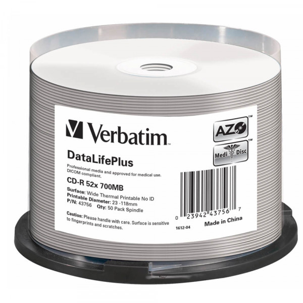 CD-R Verbatim White Surface Thermal Printable 43756