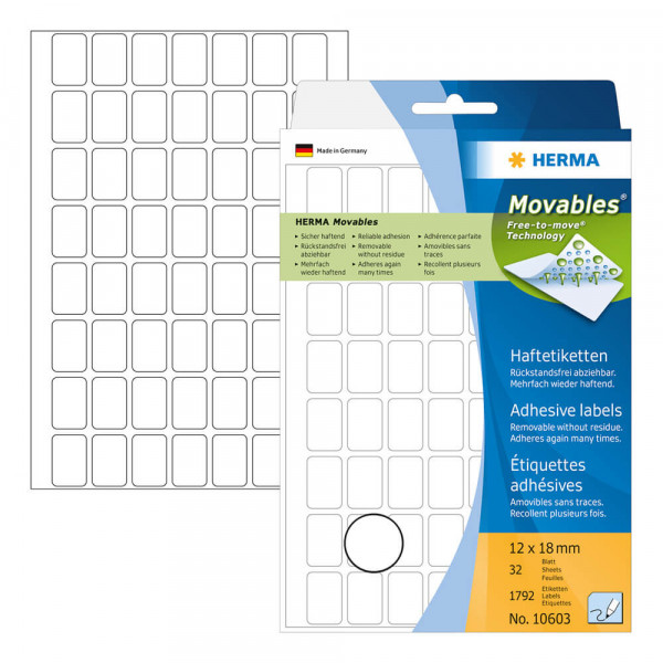 Etiketten Herma 10603 Movable, 12x18mm Verpackung