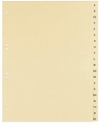 Papierregister Corona, A4, halbe Höhe, A-Z