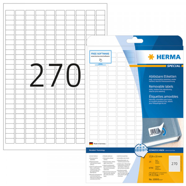 Etiketten Herma 10000 Movable, 17,8x10mm Verpackung