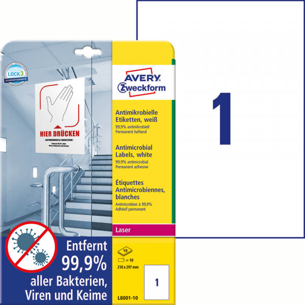 Folienetiketten Zweckform L8001-10 antimikrobielle Etiketten