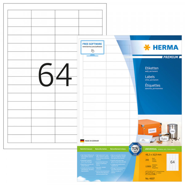 Etiketten Herma 4607, extra dick, 48,36x16,9mm Verpackung