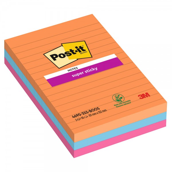 Haftnotizen Post-it Super Sticky Notes 4690-3SS-BOOS