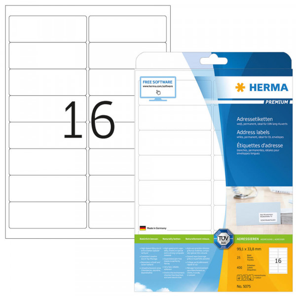 Etiketten Herma 5075, 99,1x33,8mm mit Verpackung