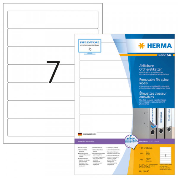 Rückenschilder Herma 10140 Movable, schmal/kurz Verpackung