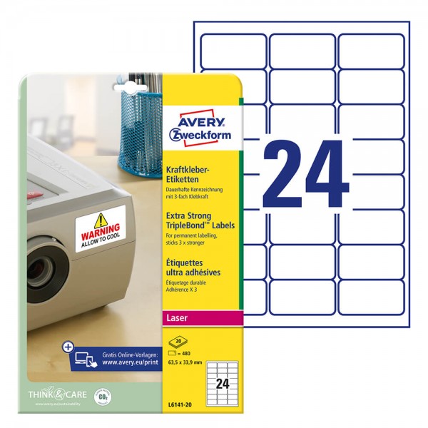 Etiketten Zweckform L6141-20 Verpackung + Inhalt