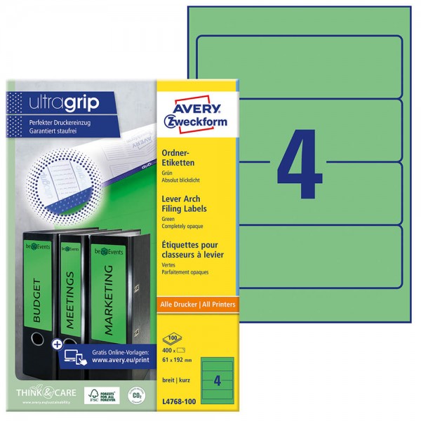 Rückenschilder Zweckform L4768-100 Verpackung + Inhalt