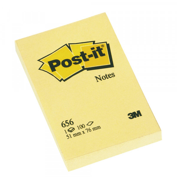 Haftnotizen Post-it Notes 656, 51 x 76 mm, gelb, Original