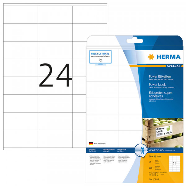 Adressetiketten Herma 10905, extrem stark, 70x36mm mit Verpackung