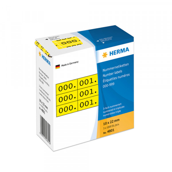 Nummernetiketten Herma 4801, gelb/weiß