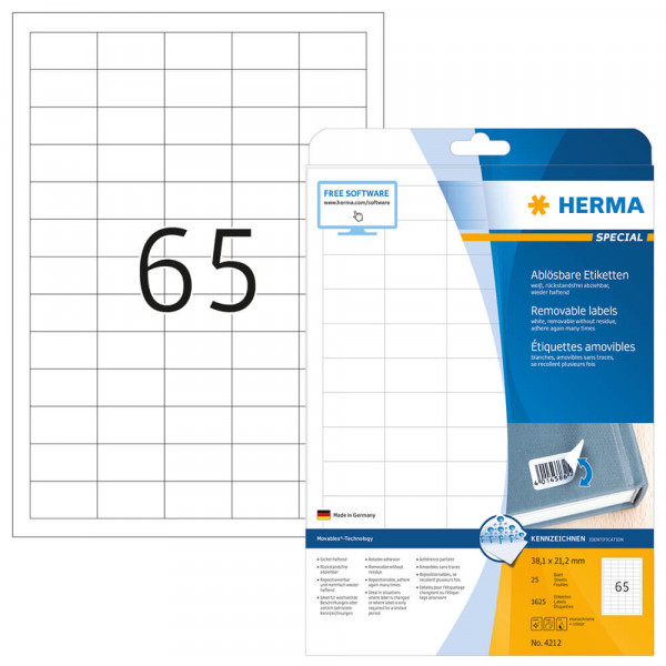 Adressetiketten Herma 4212 Movable, 38,1x21,2mm mit Verpackung