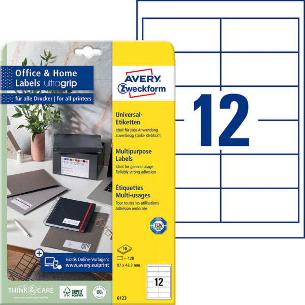 Universaletiketten Zweckform 6123 ultragrip