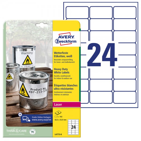 Folienetiketten Zweckform L4773-8 Verpackung + Inhalt