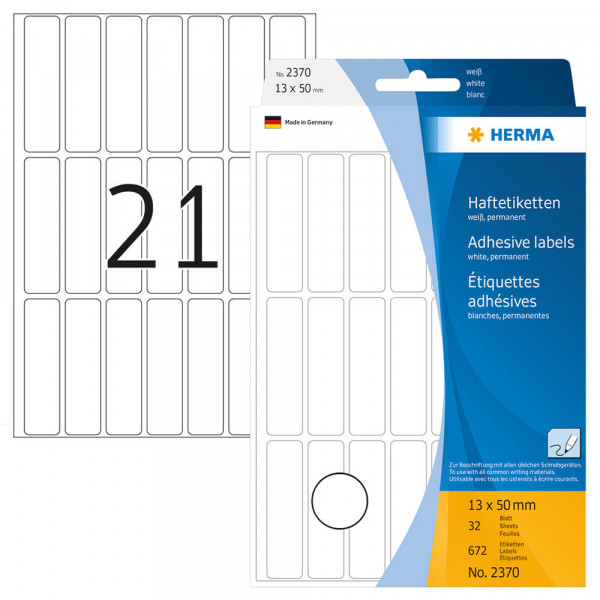 Etiketten Herma 2370, für Schreibgeräte, 13x50mm