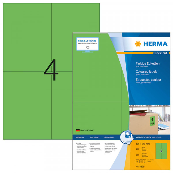 Etiketten Herma 4399, grün, 105x148mm Verpackung
