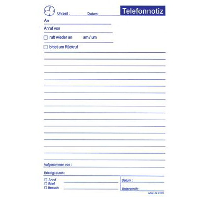 Telefonnotizen Corona, A5, weiß, 50 Blatt