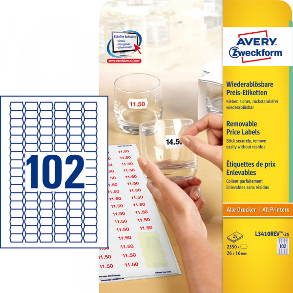 Preisetiketten Zweckform L3410REV-25 mit Verpackung
