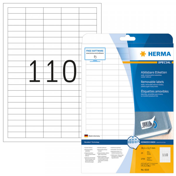 Etiketten Herma 4210 Movable, 38,1x12,7mm Verpackung