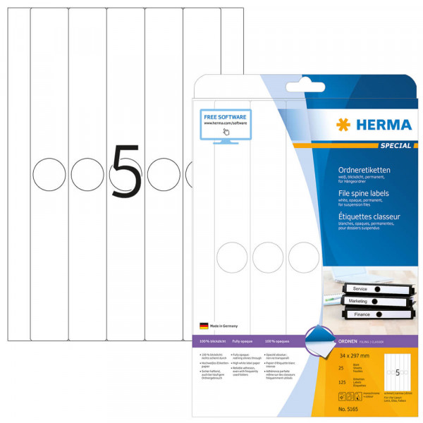 Rückenschilder Herma 5165, 297x34mm mit Verpackung