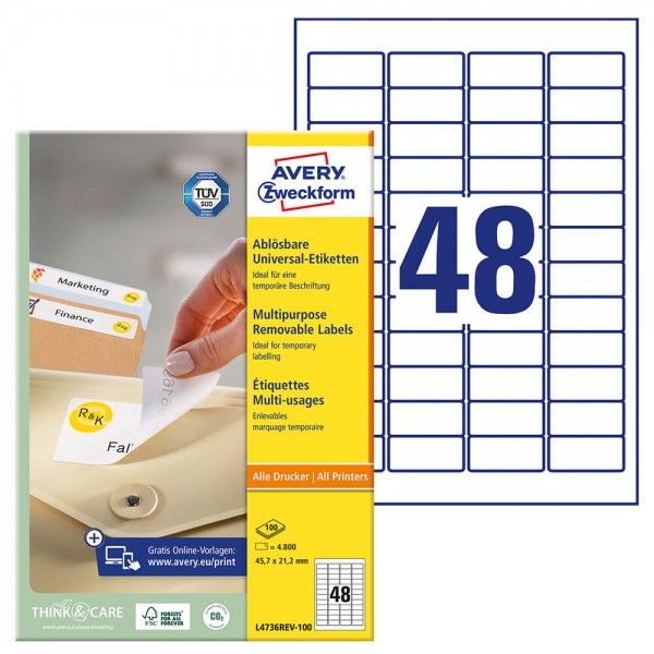 Etiketten Zweckform L4736REV-100 Verpackung + Inhalt