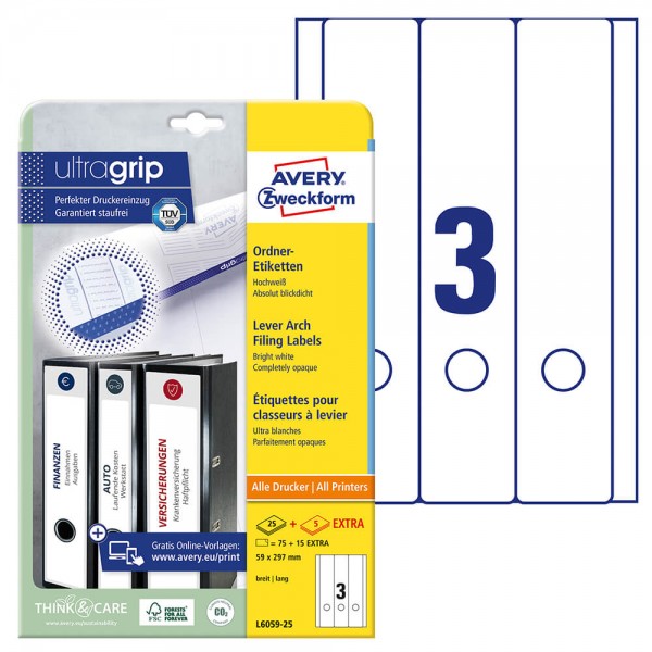 Rückenschilder Zweckform L6059-25, 297x59mm mit Verpackung