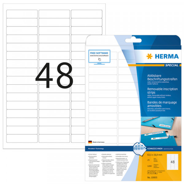 Etiketten Herma 10005 Movable, 63,5x16,9mm Verpackung