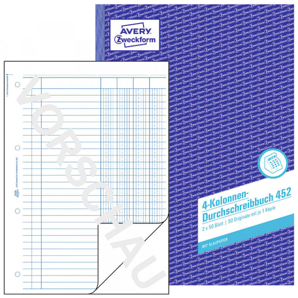 Durchschreibebuch Zweckform 452, A4, liniert, 2x50 Blatt mit Deckblatt