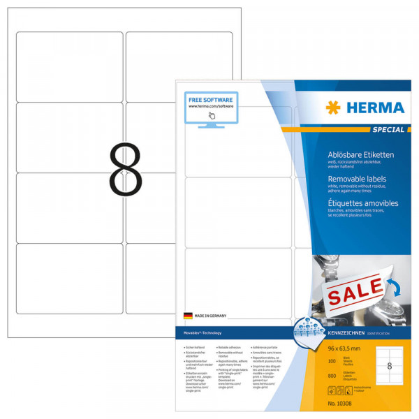 Etiketten Herma 10308 Movable, 96x63,5mm Verpackung