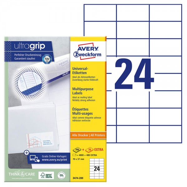 Etiketten Zweckform 3475-200 Verpackung + Inhalt