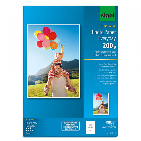 Sigel Inkjet-Fotopapier IP711 A4, glossy, 200g/m²