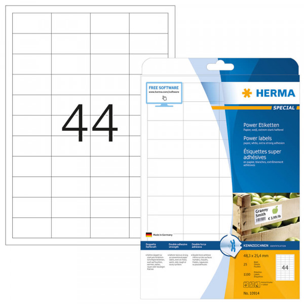 Etiketten Herma 10914, extra stark, 48,3x25,4mm mit Verpackung