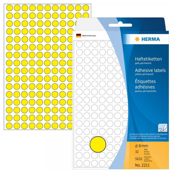 Markierungspunkte Herma 2211, Ø8mm, gelb