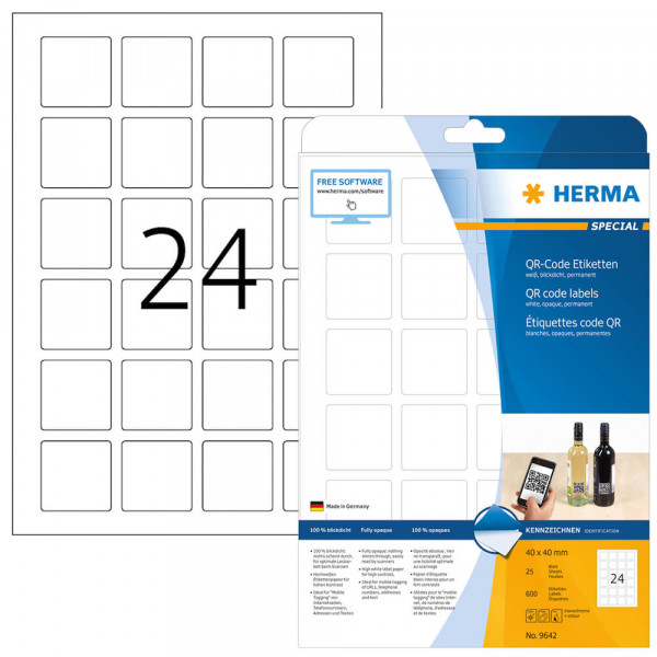 QR-Code Etiketten Herma 9642 mit Verpackung
