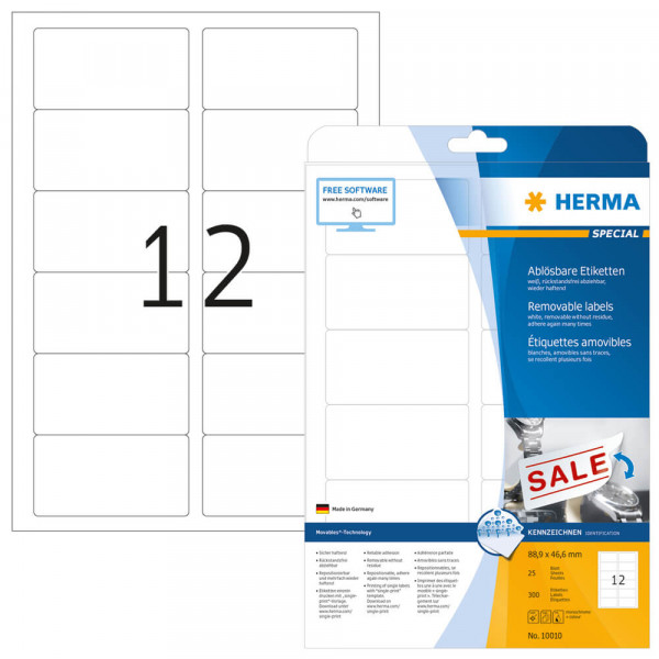 Adressetiketten Herma 10010 Movable, 88,9x46,6mm mit Verpackung