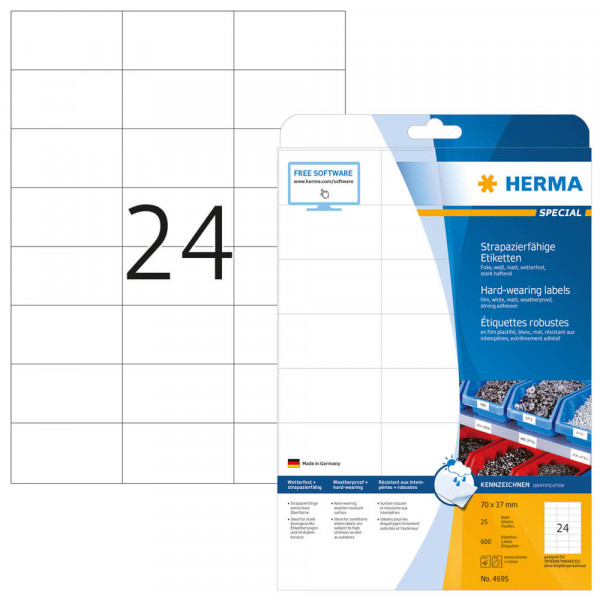 Etiketten Herma 4695, Folie, 70x37mm mit Verpackung