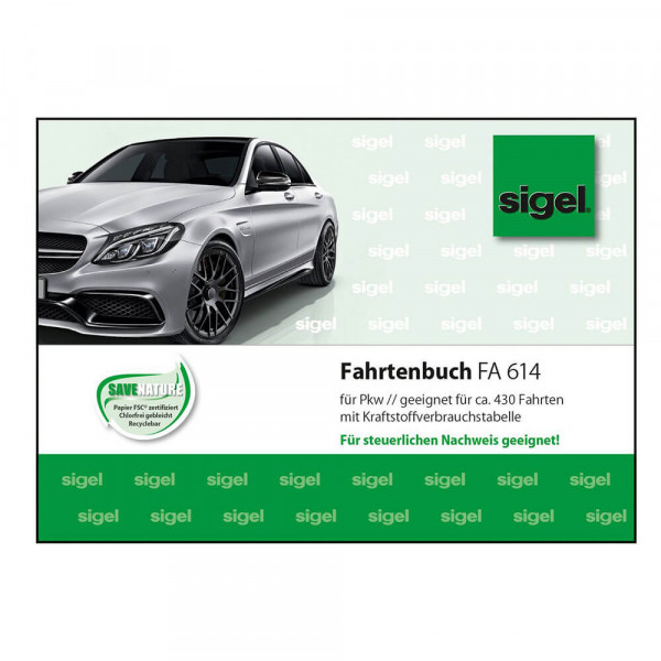 Fahrtenbuch Sigel FA614, A6 quer, für PKW Deckblatt