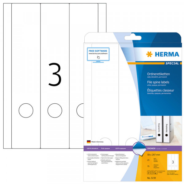 Rückenschilder Herma 5159, 297x59mm mit Verpackung