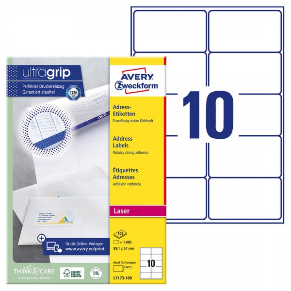 Etiketten Zweckform L7173-100, 99,1x57mm