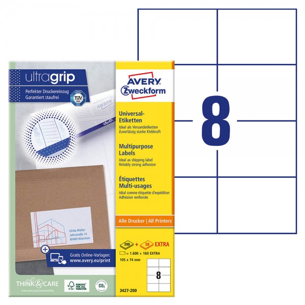 Etiketten Zweckform 3427-200 Verpackung + Inhalt