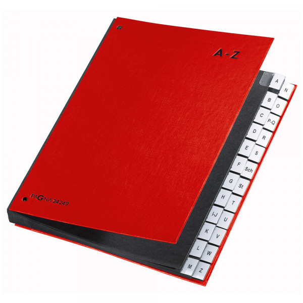 Pultordner Pagna A-Z, 24 Fächer, farbig, RC rot