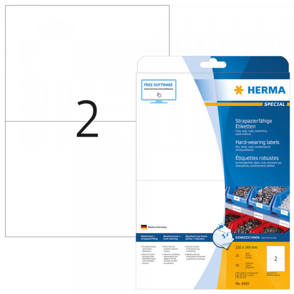 Etiketten Herma 4693, Folie, 210x148mm mit Verpackung