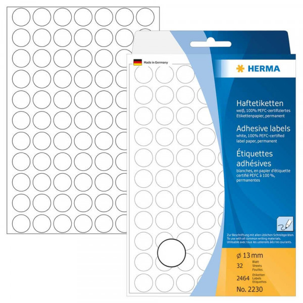 Markierungspunkte Herma 2230, Ø13mm, weiß