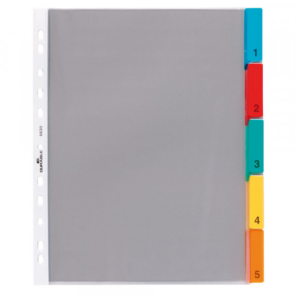 Kunststoffregister Durable 6630, A4, 5-teilig