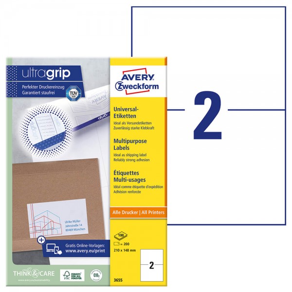 Etiketten Zweckform 3655, 210x148mm universal