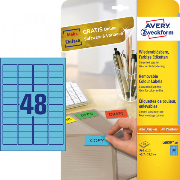 Farbige Etiketten Zweckform L6039-20 mit Verpackung